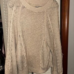 American Eagle Outfitters Beige Cable Knit Sweater